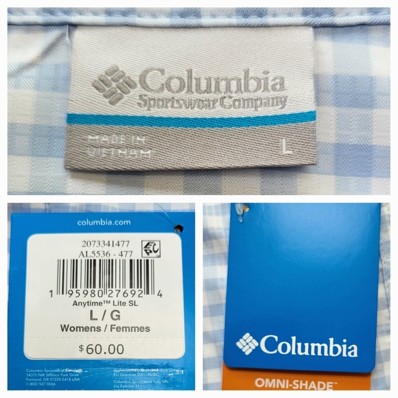 COLUMBIA Anytime Lite Sleeveless Shirt - Blue Gingham - Size L (NWT) - Picture 14 of 15